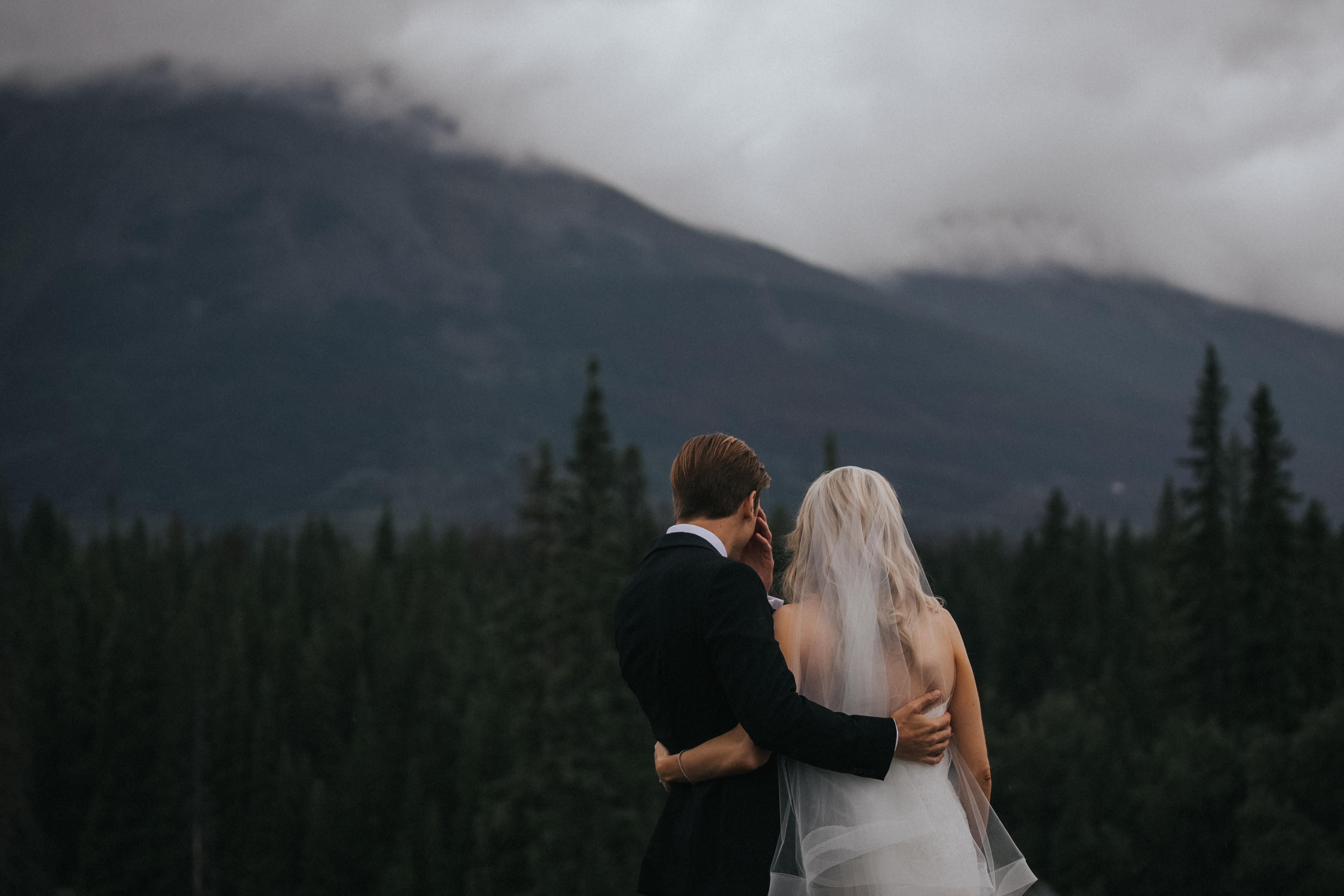 mountain wedding first look