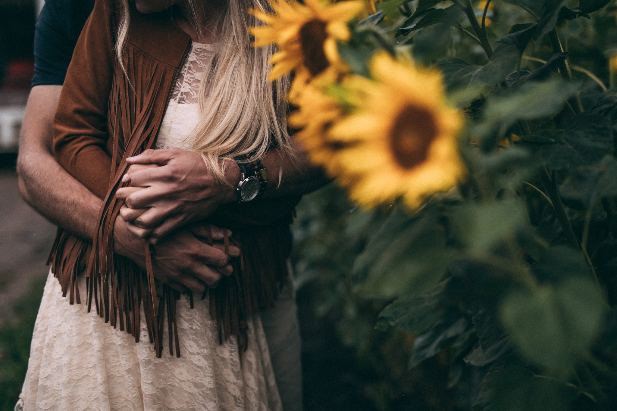 flower field engagement session