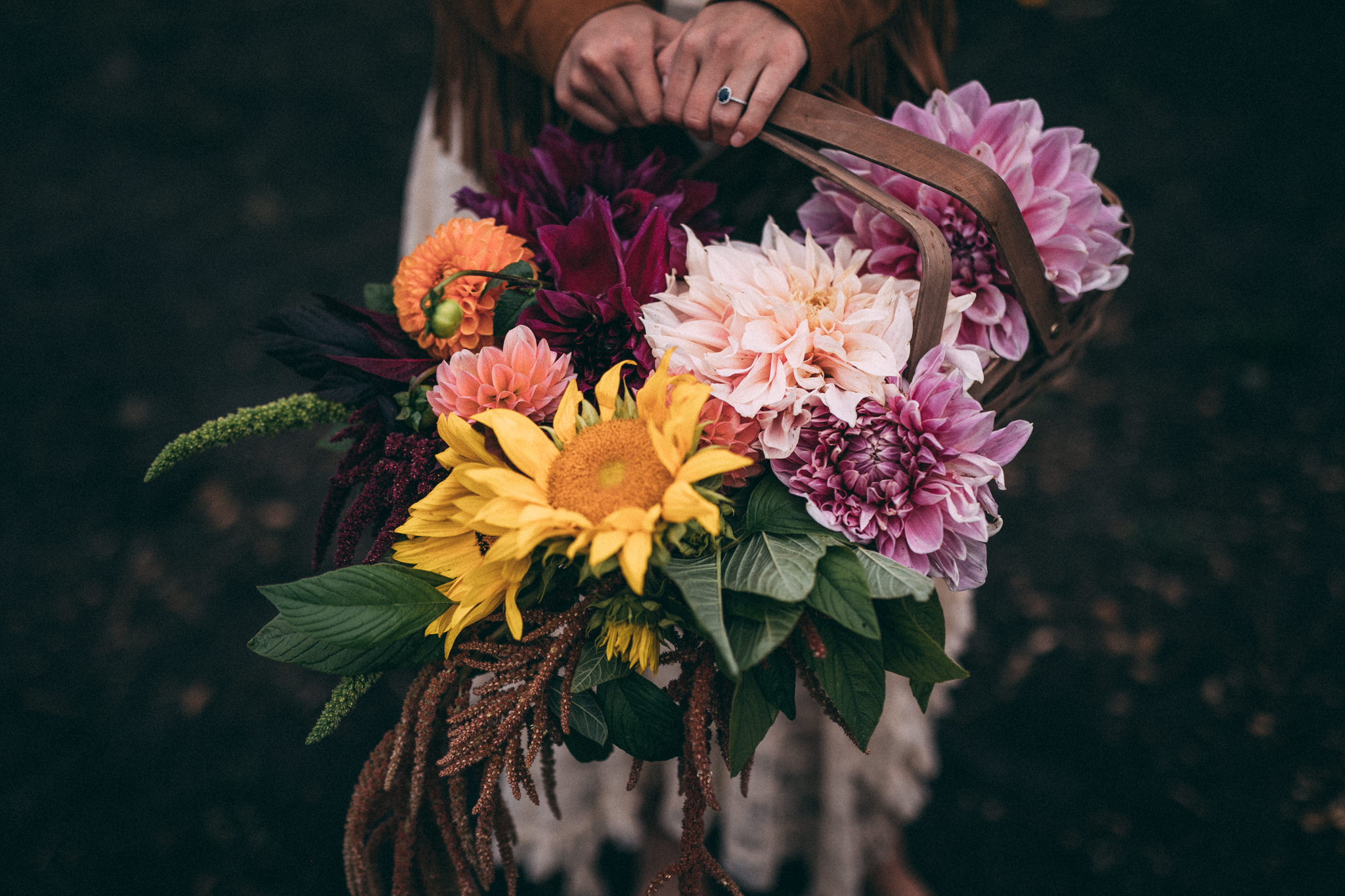 flower picking engagement session