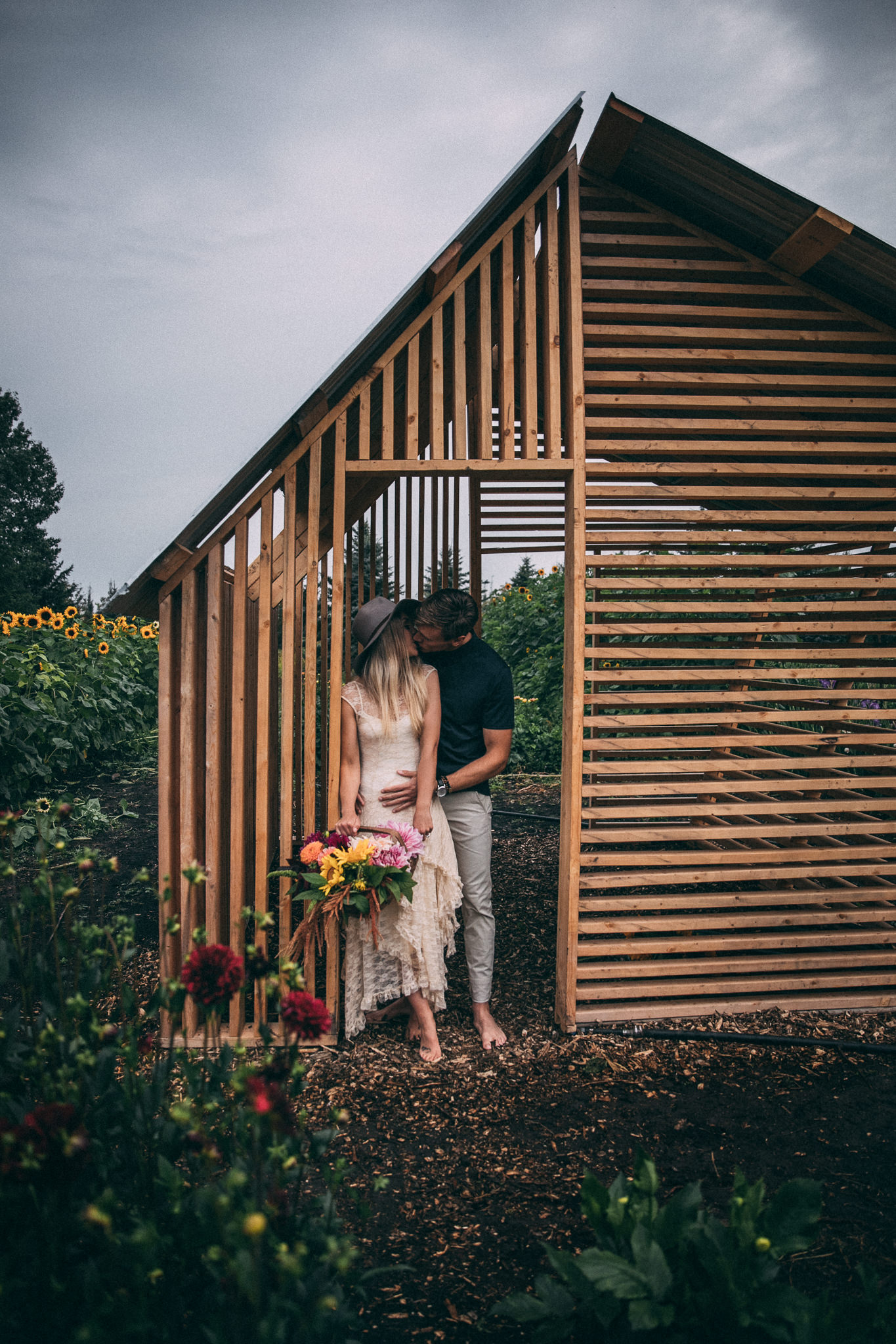 rainy engagement session
