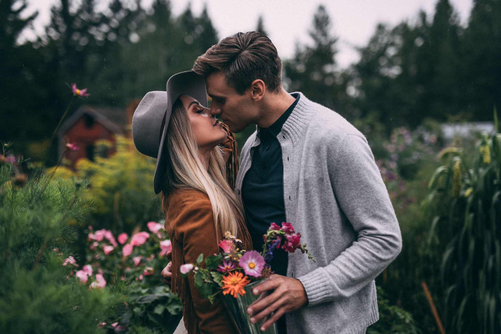 rainy day engagement session